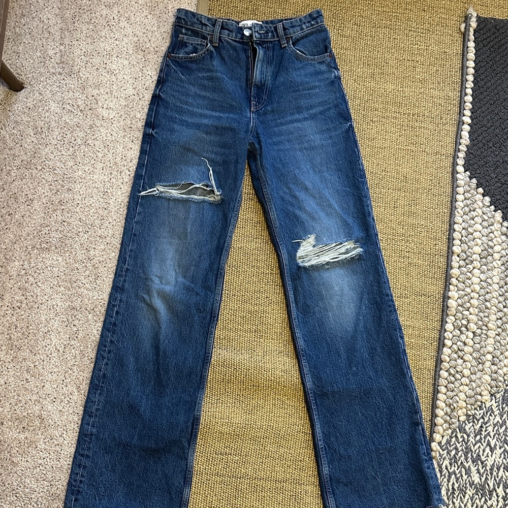 Zara Blue Distressed Women Jeans